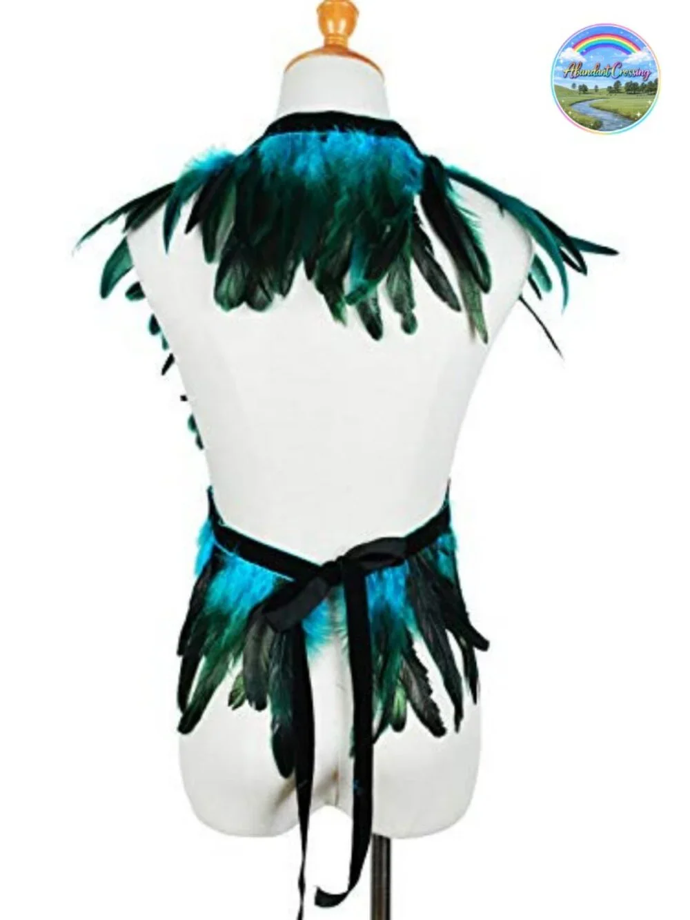 Real Feather Velvet Ribbon Boa Shawl Gothic Shoulder Wrap